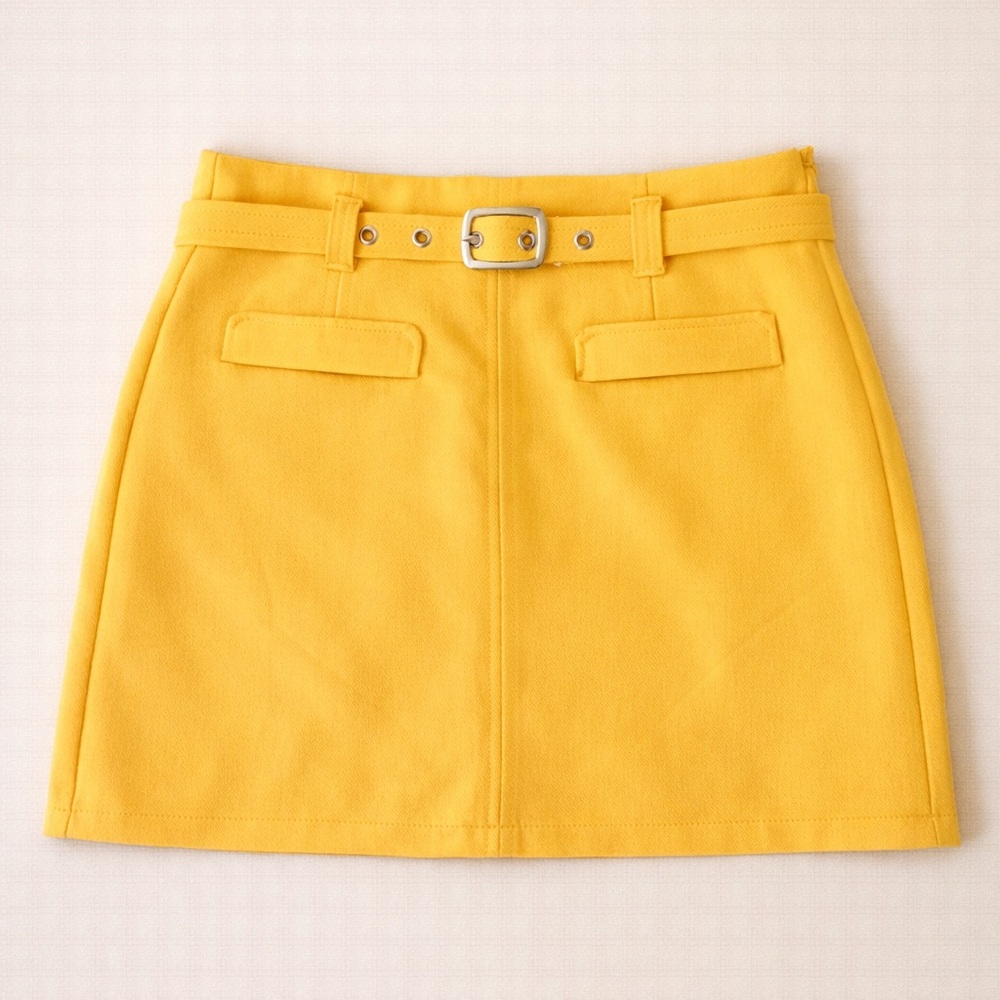✨ Bershka Yellow Belted Mini Skirt Spring Summer Size XS